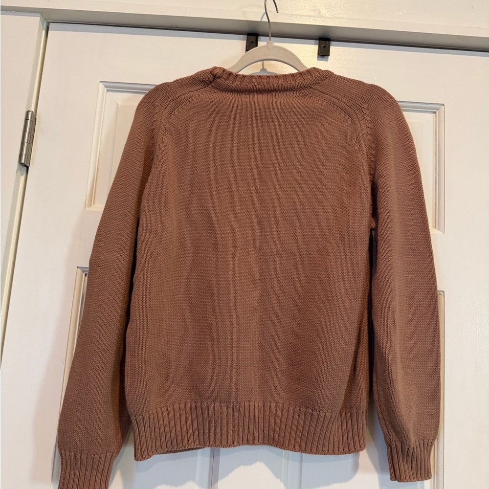 Vintage Lands End Creamy Brown Crew Neck Sweater 90s - Picture 3 of 3